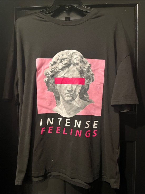 None Tops - Intense Feelings Graphic Tee - Black with Pink Accent
